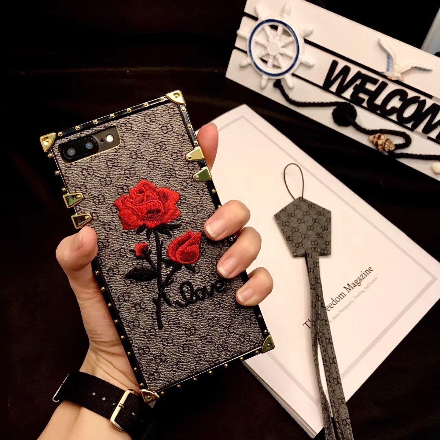 3D Rose Embroidered iPhone Cases Compatible with Apple