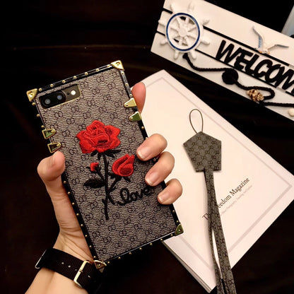 3D Rose Embroidered iPhone Cases Compatible with Apple