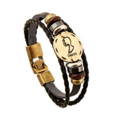 Zodiac Leather Bracelet - Woven Leather Accessory