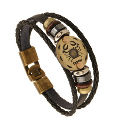 Zodiac Leather Bracelet - Woven Leather Accessory