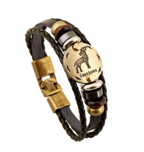 Zodiac Leather Bracelet - Woven Leather Accessory