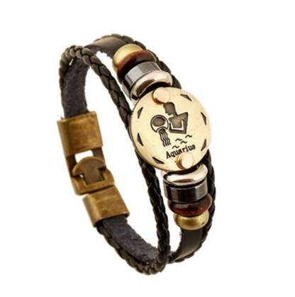 Zodiac Leather Bracelet - Woven Leather Accessory