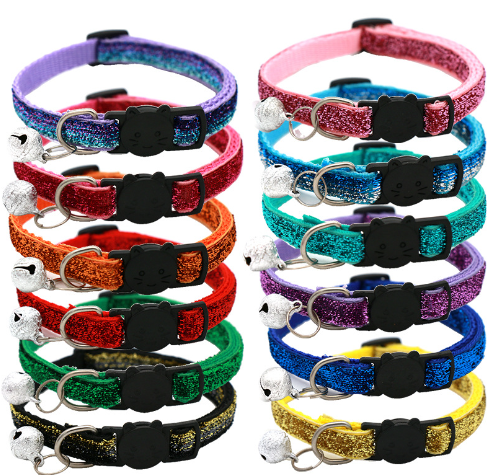 Adjustable Colorful Cat Collar with Bell for Pets