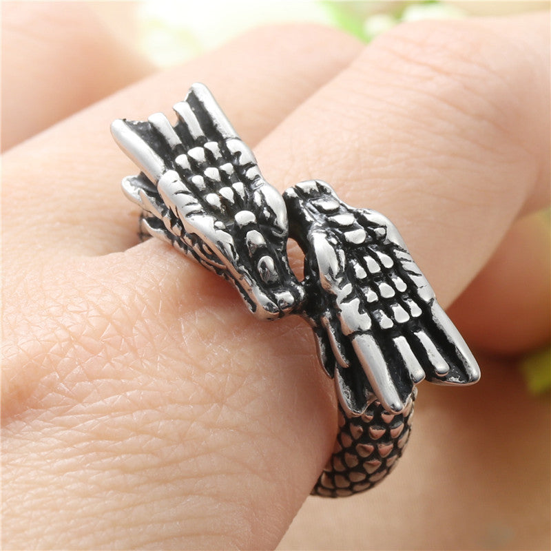 Titanium Steel Retro Chinese Dragon Ring (European &amp; American)