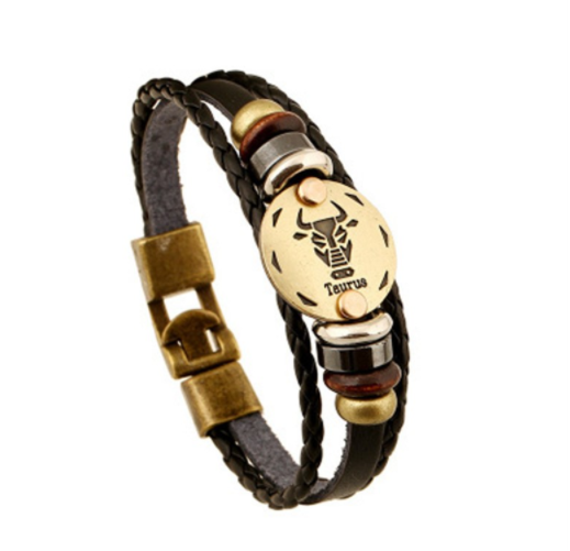 Zodiac Leather Bracelet - Woven Leather Accessory