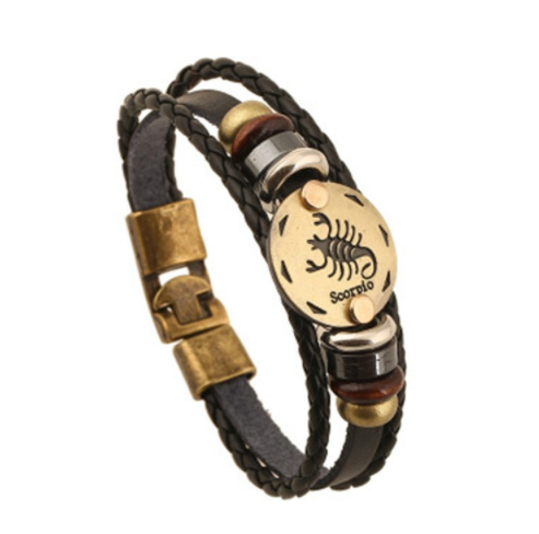 Zodiac Leather Bracelet - Woven Leather Accessory