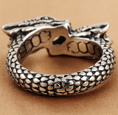 Titanium Steel Retro Chinese Dragon Ring (European &amp; American)
