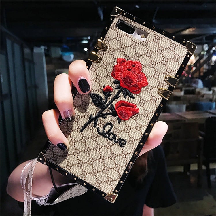 3D Rose Embroidered iPhone Cases Compatible with Apple