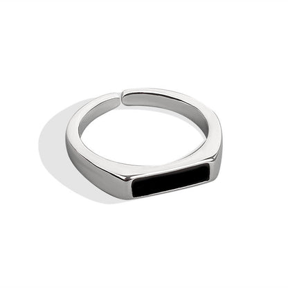 Sterling Silver Black Ring with Cool Wind Design