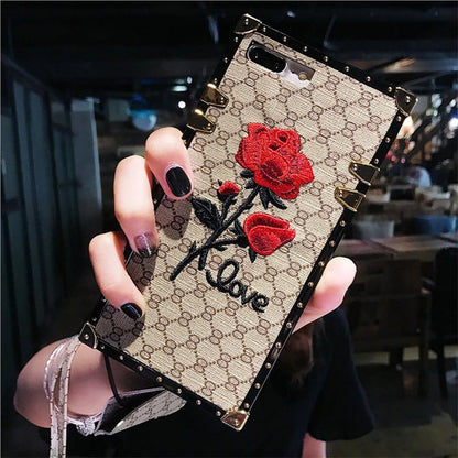3D Rose Embroidered iPhone Cases Compatible with Apple